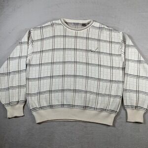 Cypress Links Sweater Mens‎ Large White Gray Plaid Golf Club Embroidered USA 90s